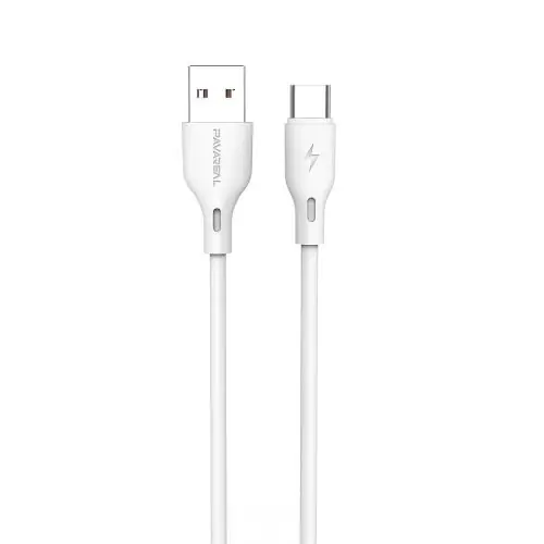 Népszerű PAVAREAL USB A- USB type C kábel6A, 1 m(fehér)
