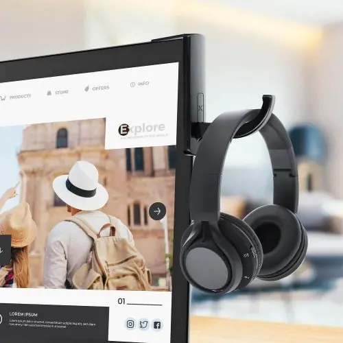 Újdonság Fejhallgatótartó a monitorhoz fekete