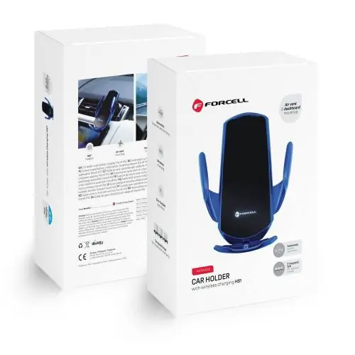 FORCELL telefontartó (kék) vezeték nélküli töltés automata érzékelővel+mágneses adapterek HS1 15W Gyors kiszállítás