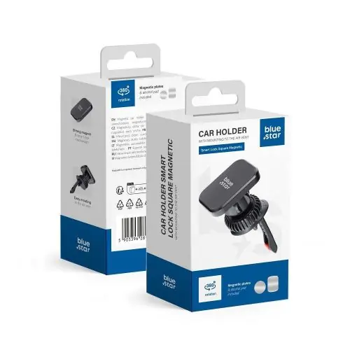 BLUE STAR SMART LOCK SQUARE mágneses szellőzőnyílás tartó fekete Kedvezmény