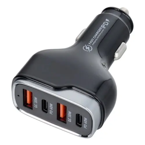 Car charger 2 x USB A + 2 x Type C PD QC3.0 6A 120W CC53-2A2C black Gyors kiszállítás
