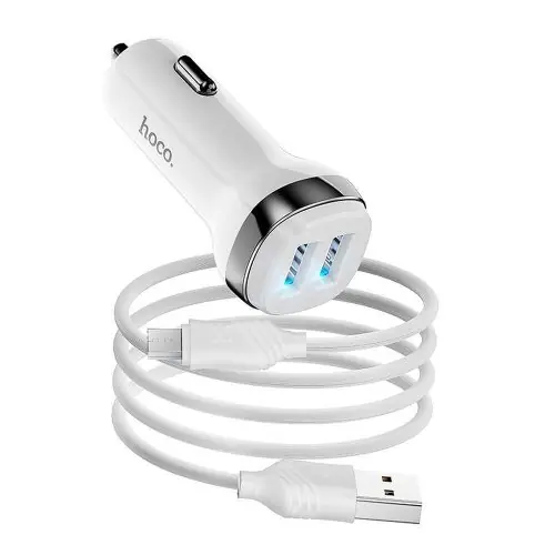 Olcsóbb HOCO car charger 2 x USB A + cable USB A to Micro USB 2,4A Z40 white