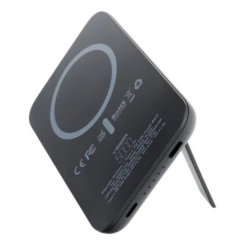 VEGER powerbank 5 000 mAh vezeték nélküli töltéssel kompatibilis MagSafe PD QC3.0 2A 20W MagOn Kick (V0553P / W0553P) fekete Biztonságos fizetés