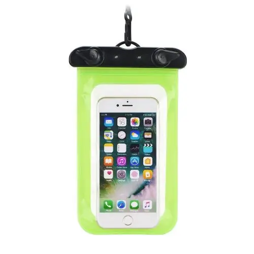 Biztonságos fizetés Waterproof bag for mobile phone with plastic closing green