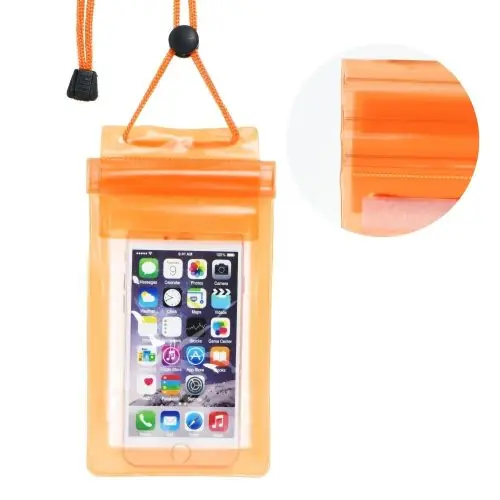 Waterproof bag for mobile phone with zipper closing orange Ingyenes szállítás