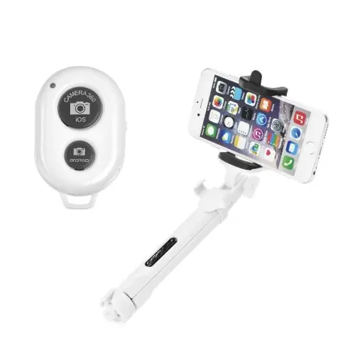 Combo selfie stick with tripod and remote control bluetooth white Bestseller