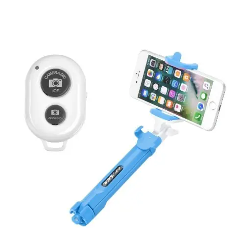 Combo selfie stick with tripod and remote control bluetooth blue Bestseller