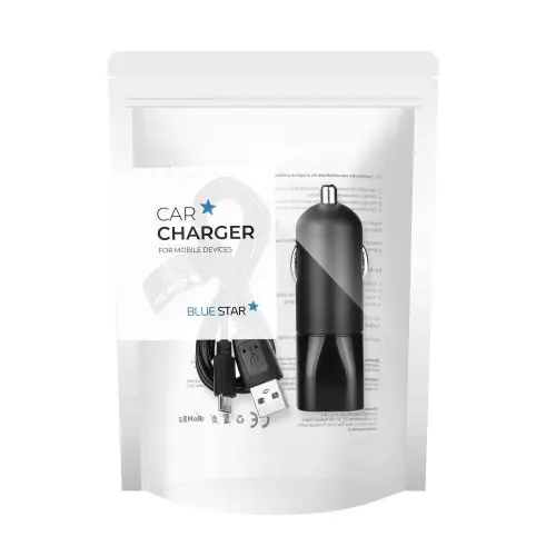 BLUE STAR car charger 2A USB A + cable USB A to Micro USB black Árcsökkenés