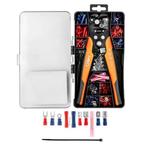 Gyors szállítás NEO TOOLS Kábelcsupaszító fogó, automata 200mm + csatlakozók 230db